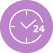 24 hour clock purple icon